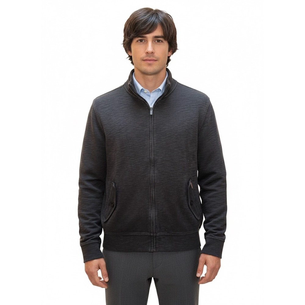 Ben Sherman Dark Charcoal Cotton Zip-Up Bomber Jacket L